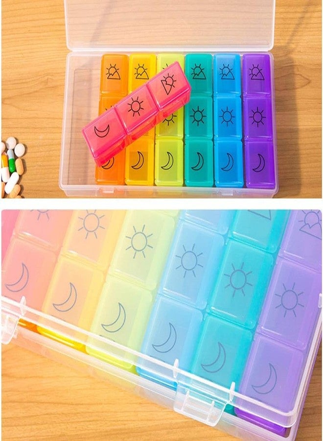 ZIBUYU® Weekly Pill Box Organizer 7-Piece Daily Tablet Cases with Time-of-Day Labels Food Grade PP, Semi-Transparent with Divided Lids for Easy Sorting & Travel, with Pill Boxes Storage Case - Image 5